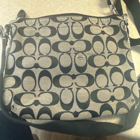 Coach Black and Khaki Signature Canvas Small Crossbody Bag - Picture 2 of 9